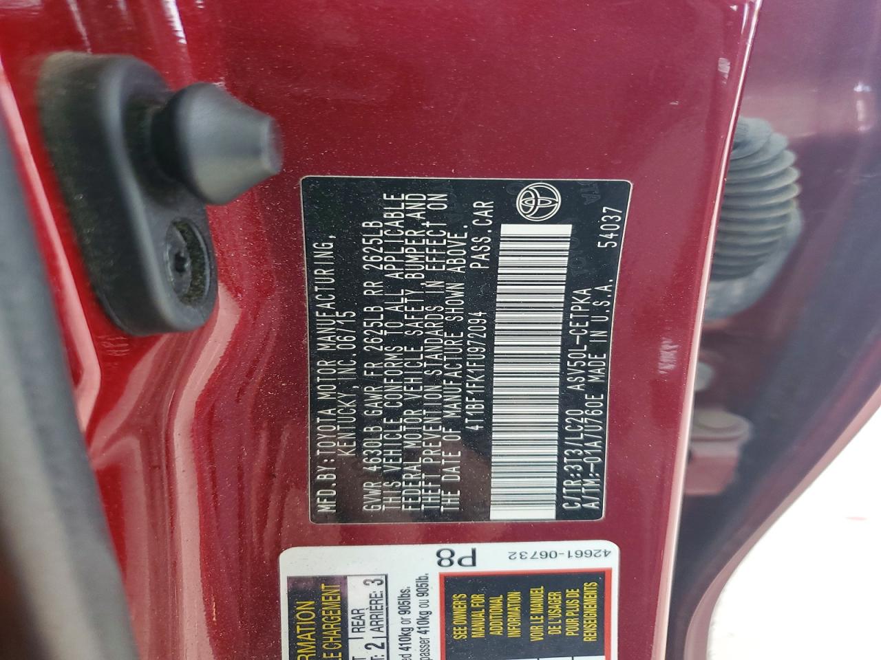 2015 TOYOTA CAMRY