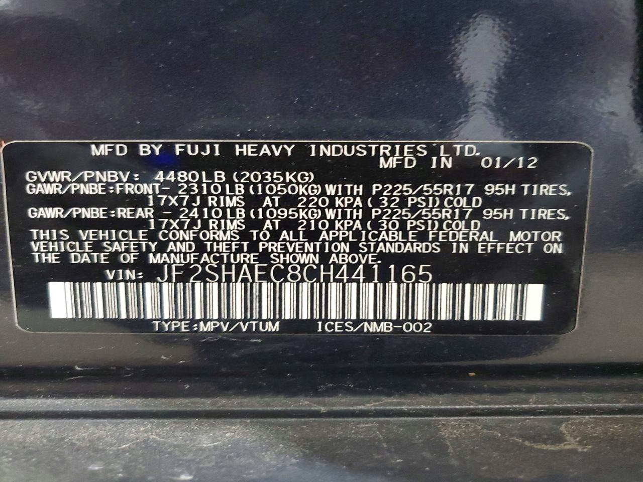 2012 SUBARU FORESTER