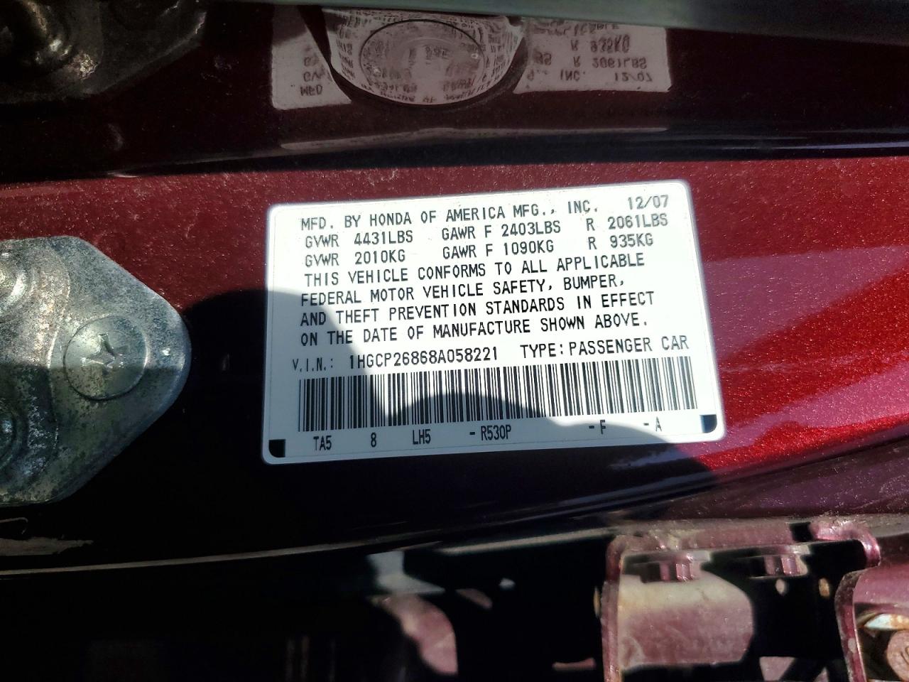 2008 HONDA ACCORD
