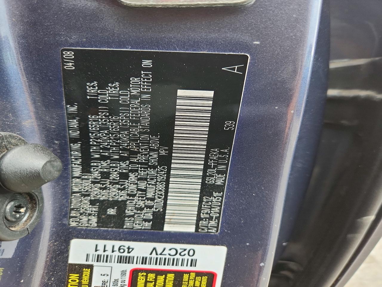 2008 TOYOTA SIENNA