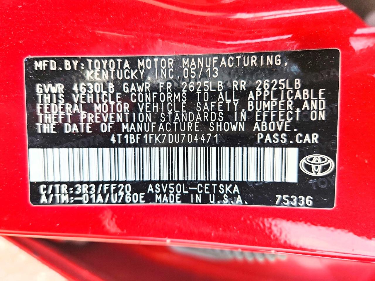2013 TOYOTA CAMRY