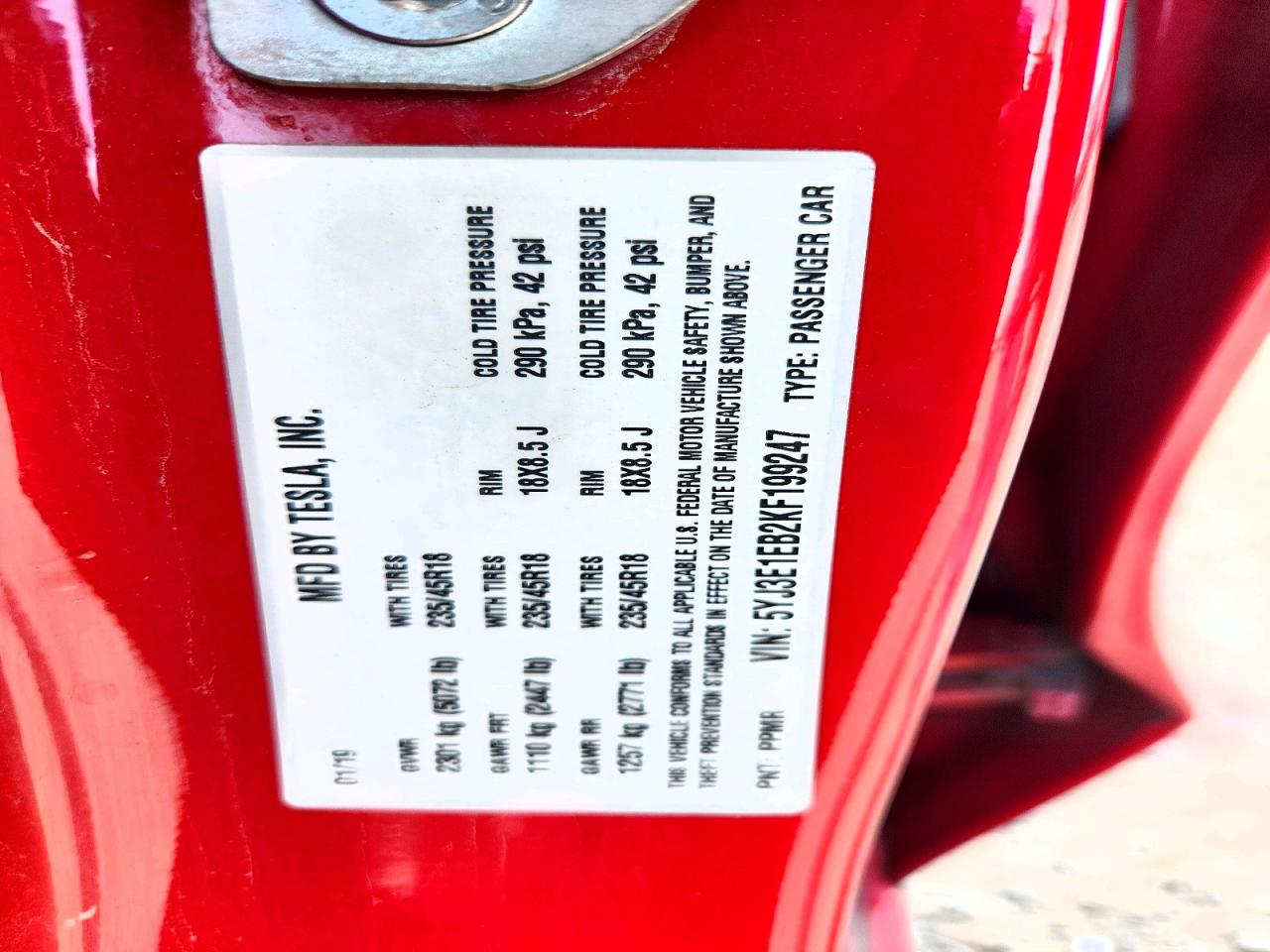 2019 TESLA MODEL 3