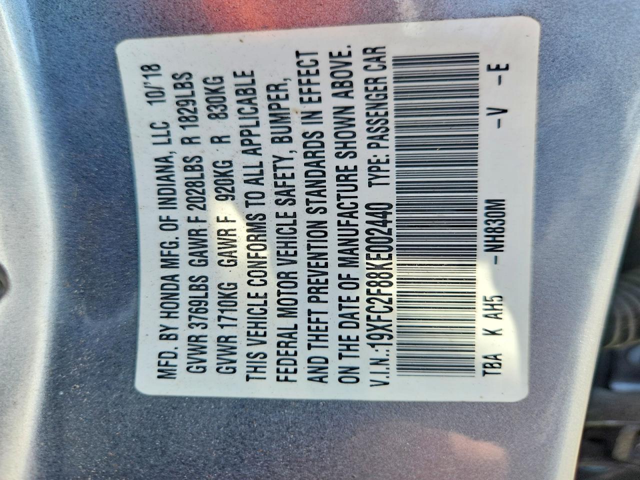 2019 HONDA CIVIC