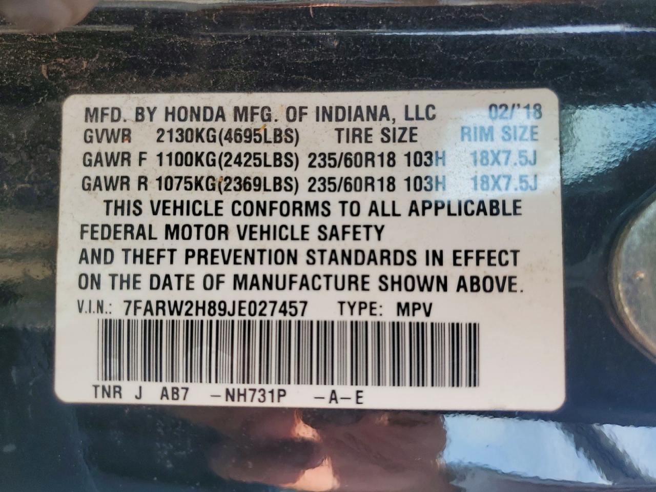 2018 HONDA CRV
