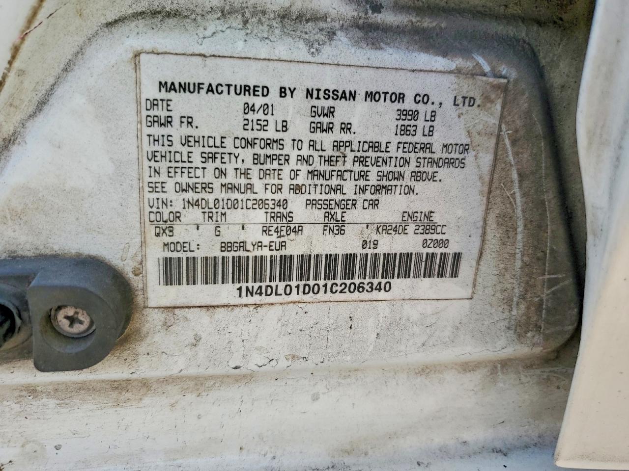 2001 NISSAN ALTIMA