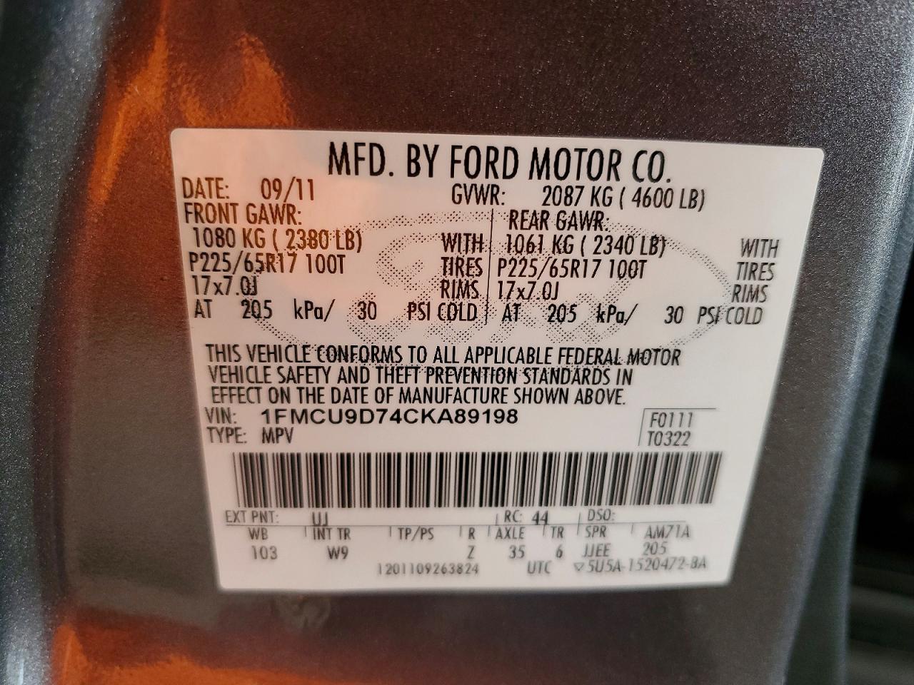 2012 FORD ESCAPE