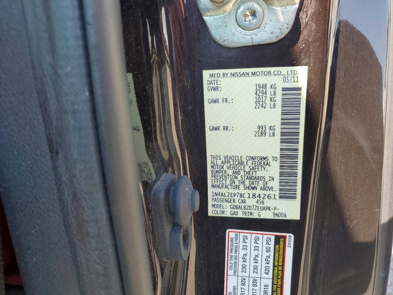 2011 NISSAN ALTIMA