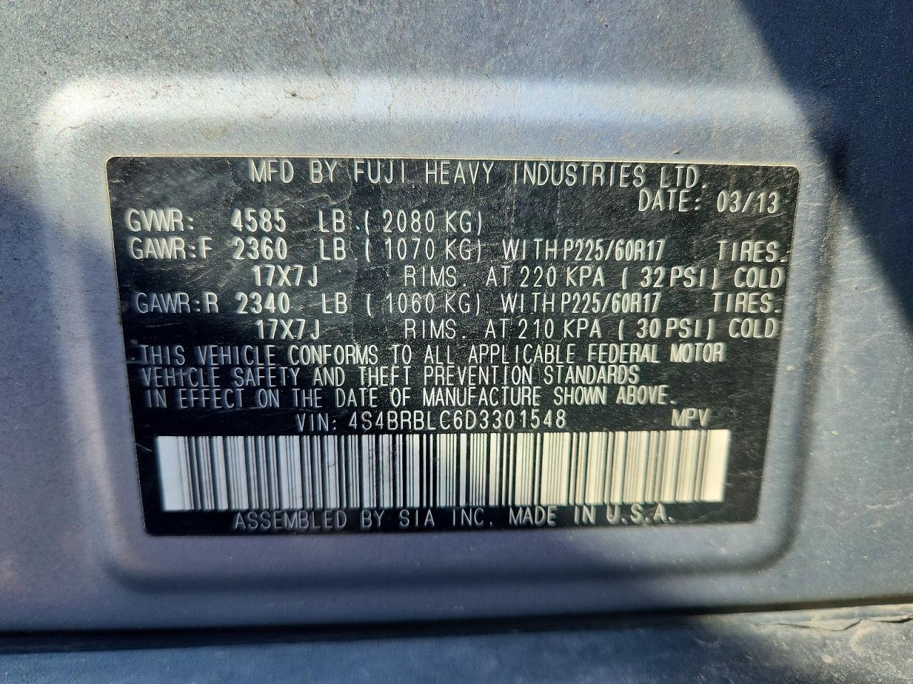 2013 SUBARU OUTBACK