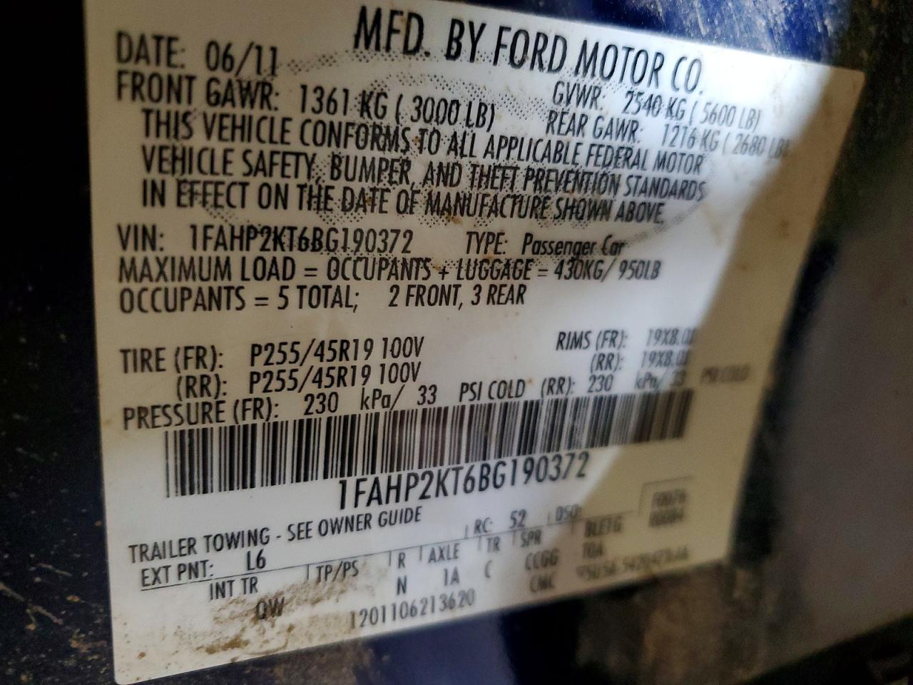 2011 FORD TAURUS