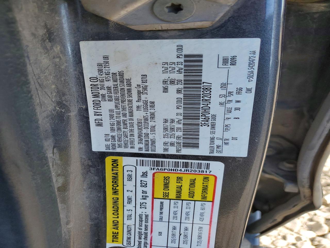 2018 FORD FUSION