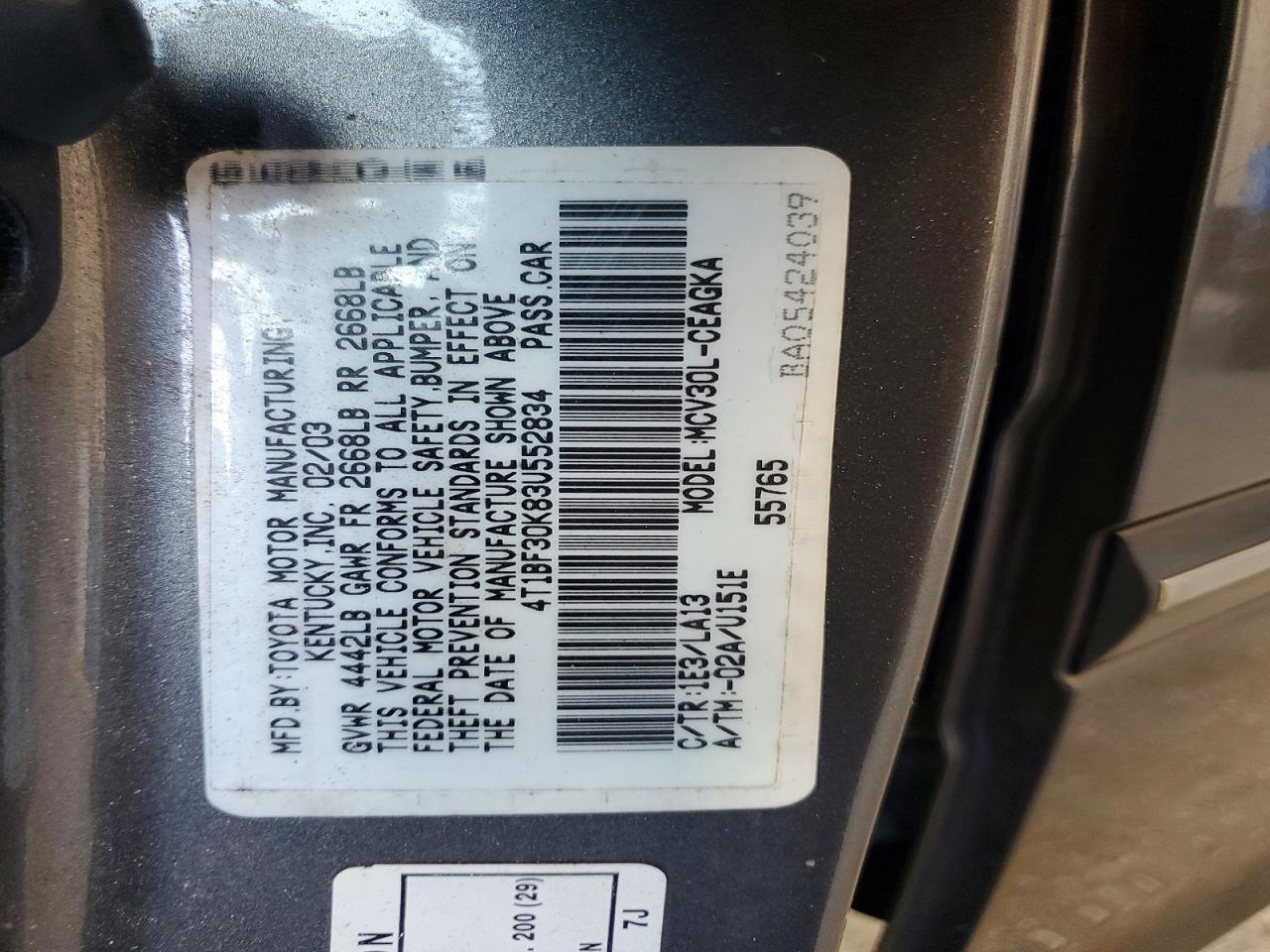 2003 TOYOTA CAMRY