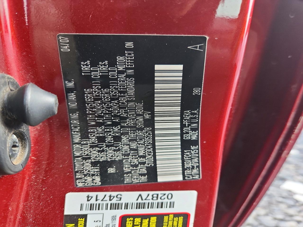 2007 TOYOTA SIENNA