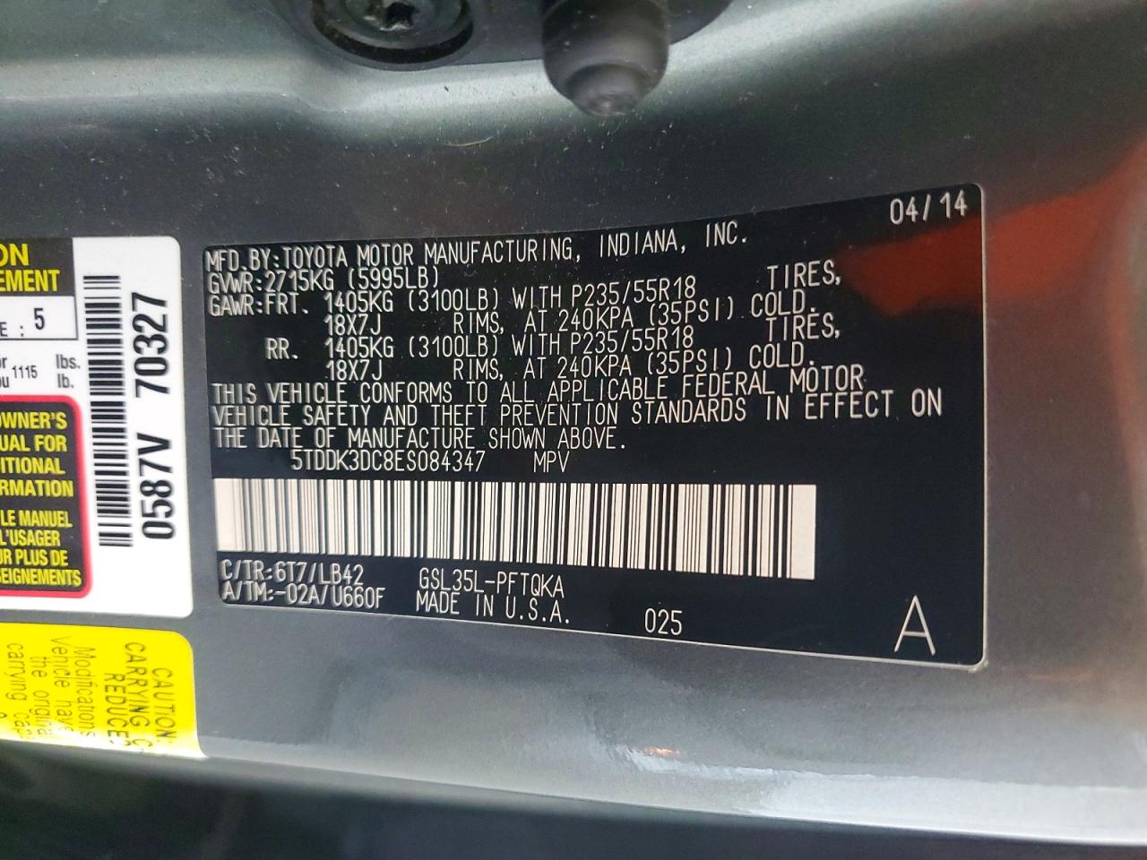 2014 TOYOTA SIENNA