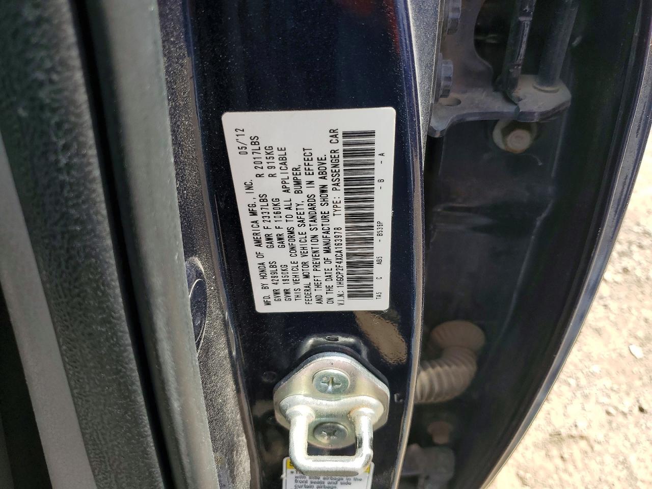 2012 HONDA ACCORD