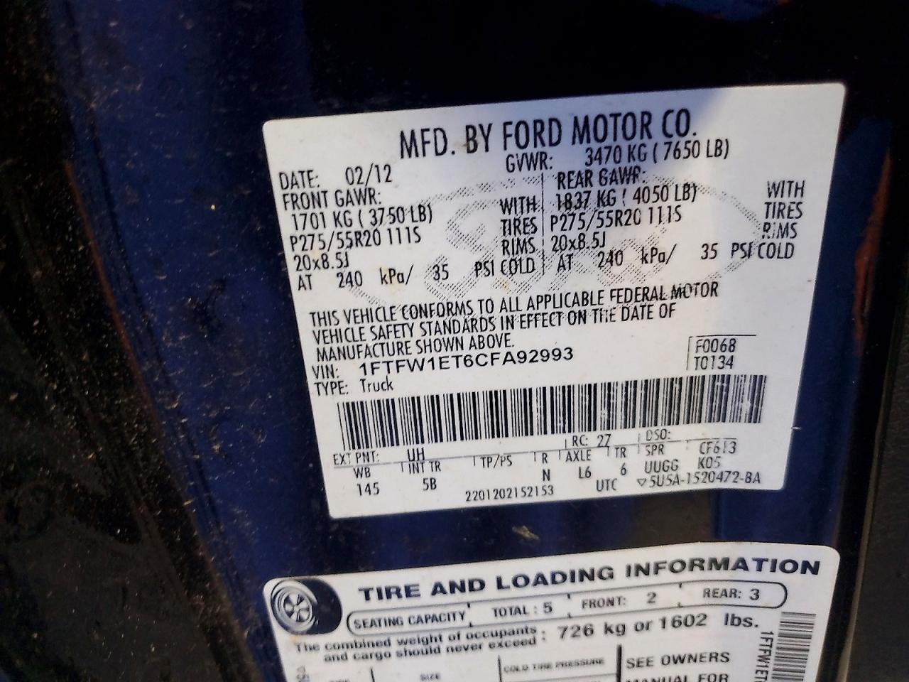 2012 FORD F150