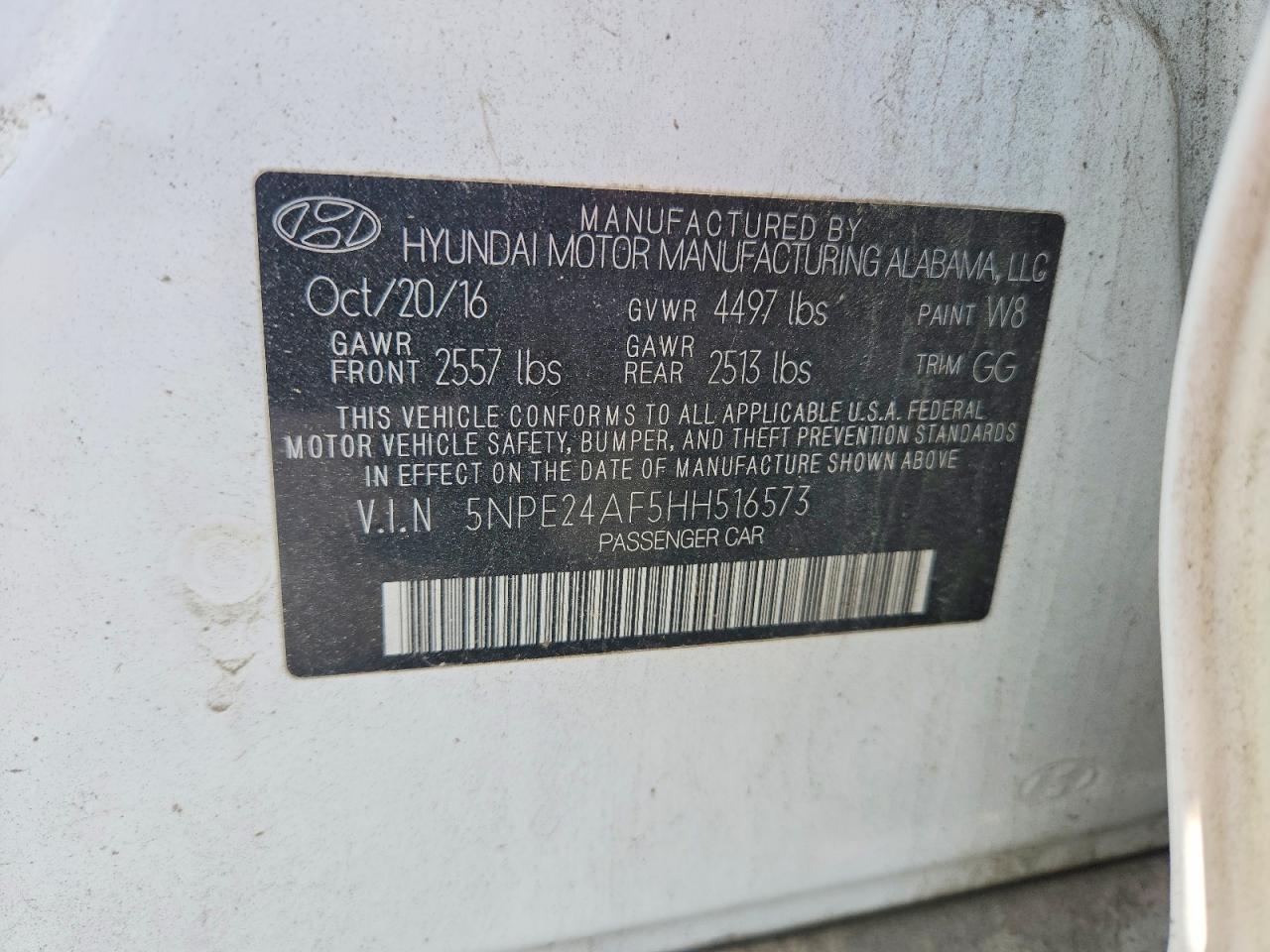 2017 HYUNDAI SONATA