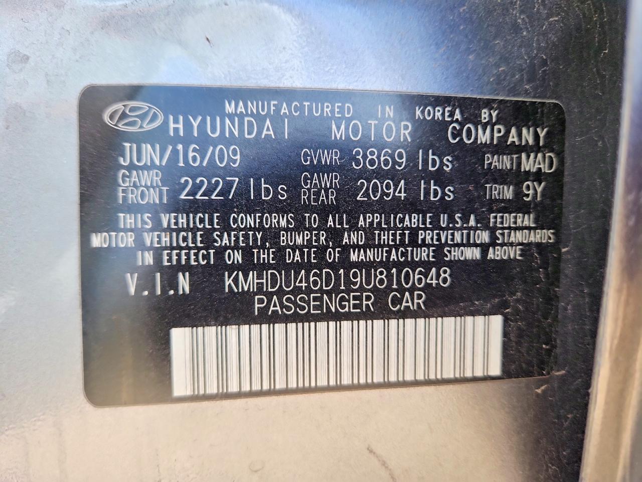 2009 HYUNDAI ELANTRA