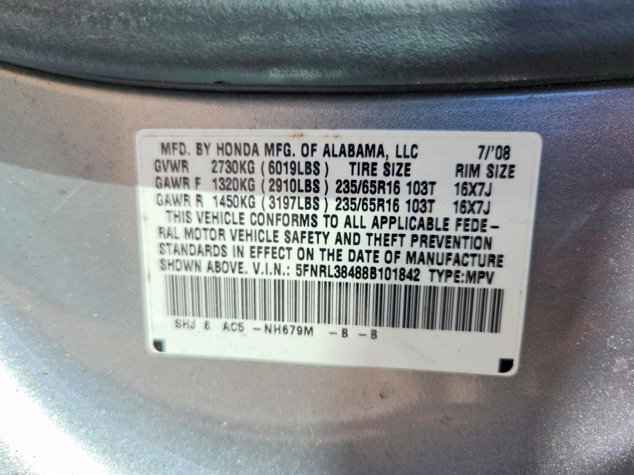 2008 HONDA ODYSSEY