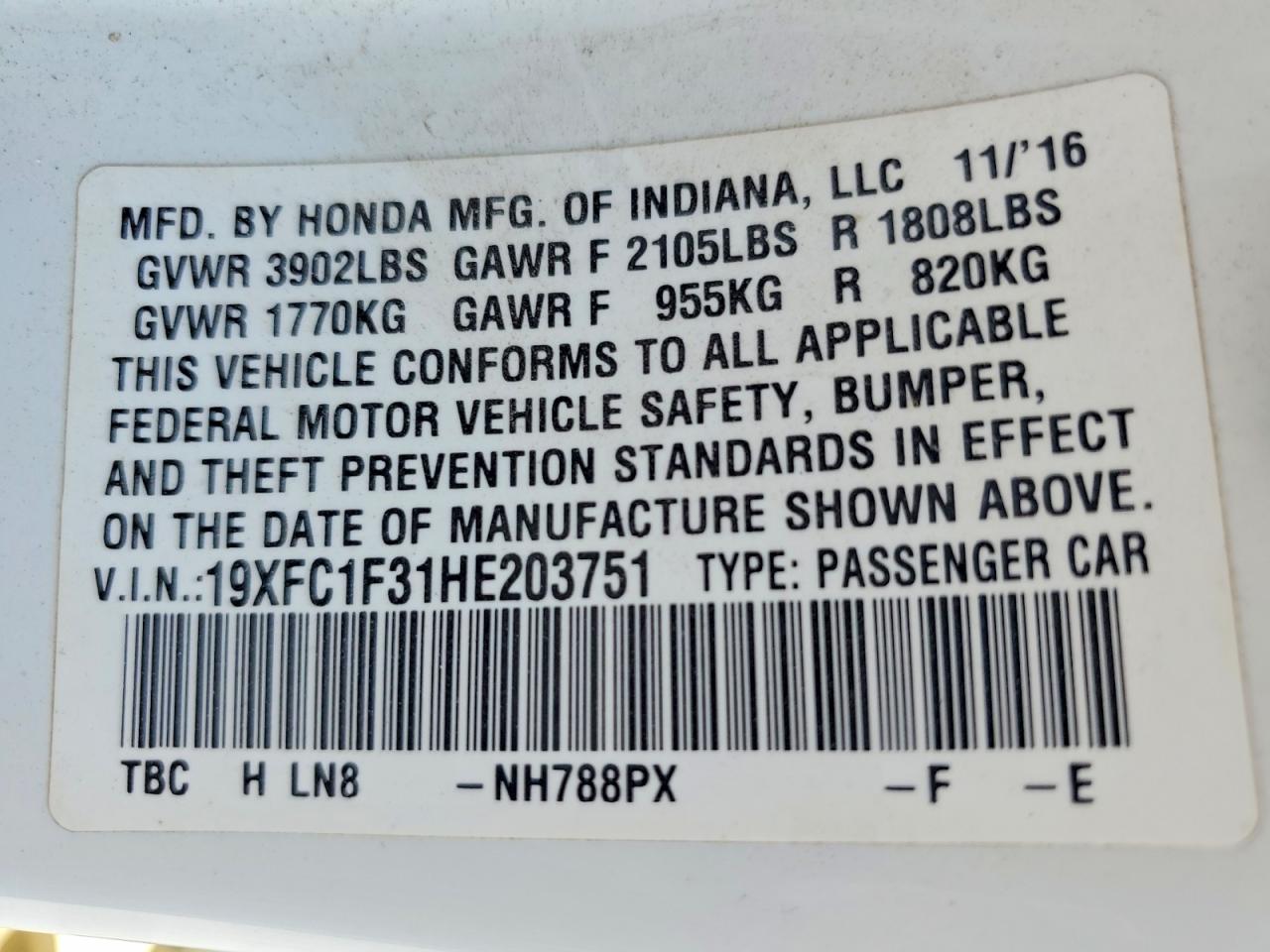 2017 HONDA CIVIC