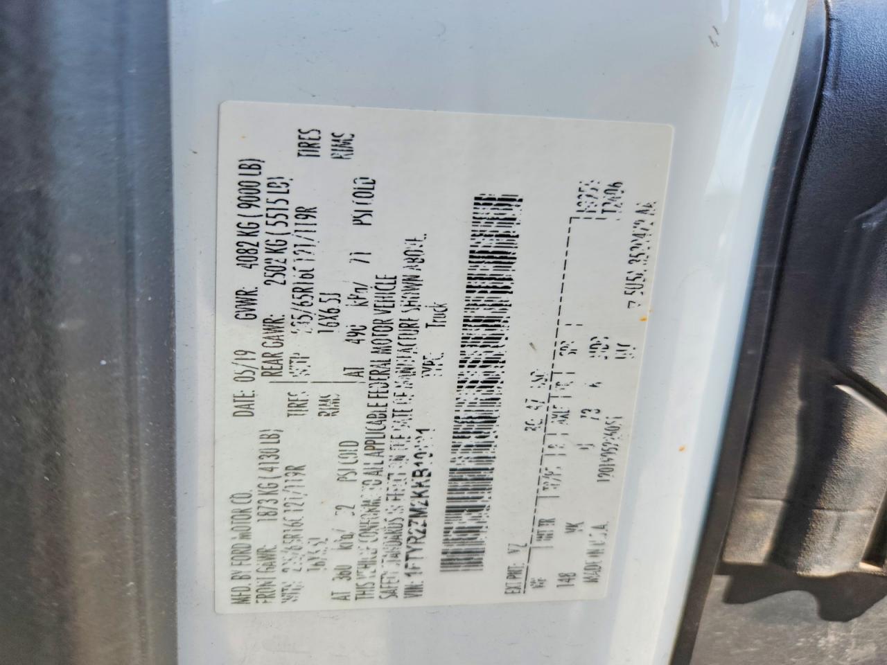 2019 FORD TRANSIT