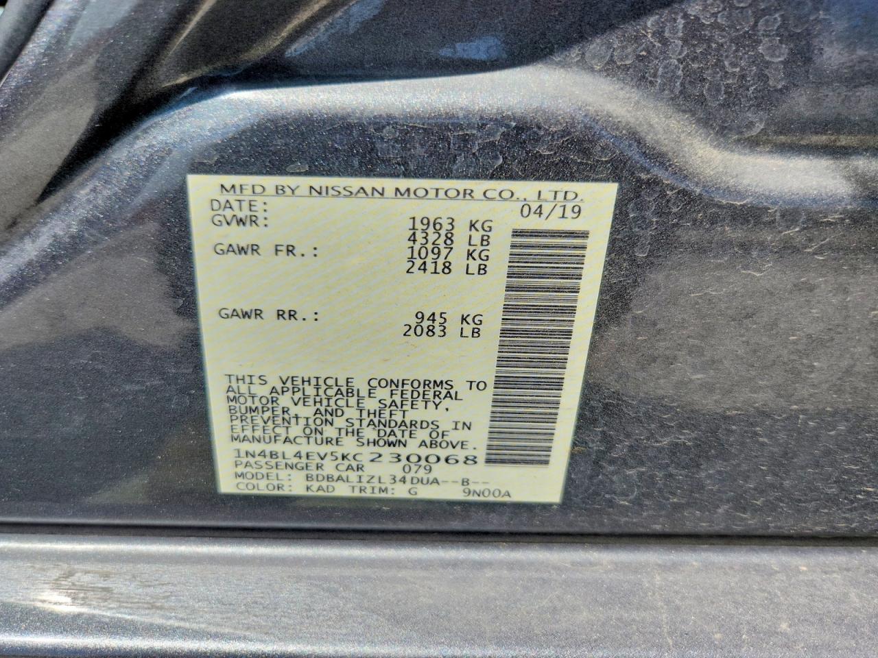 2019 NISSAN ALTIMA