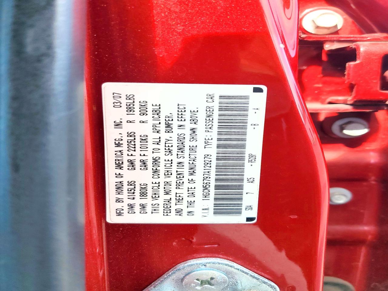 2007 HONDA ACCORD