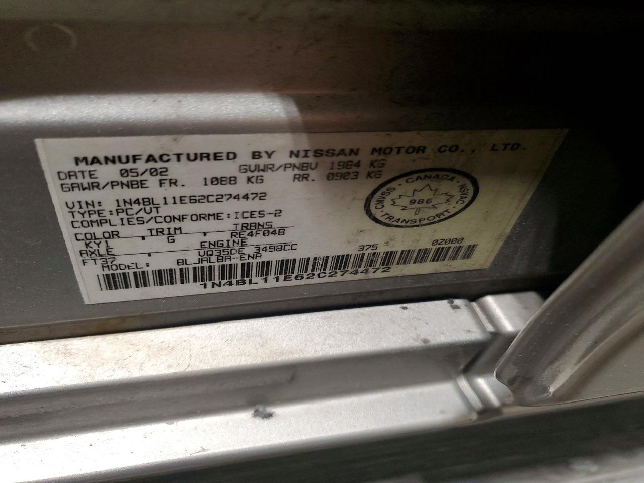 2002 NISSAN ALTIMA