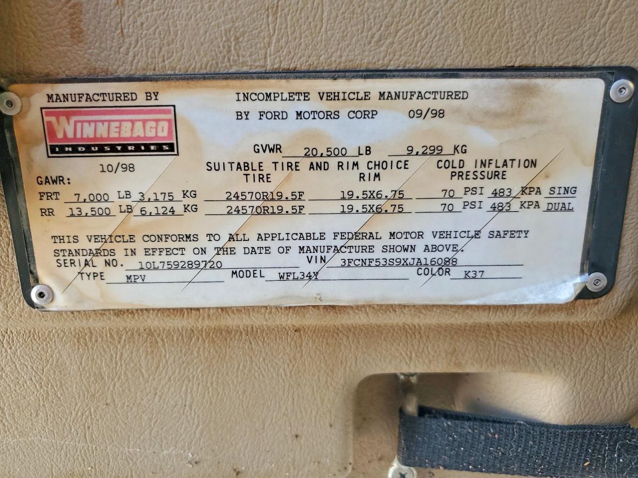 1999 WINNEBAGO ALL Models