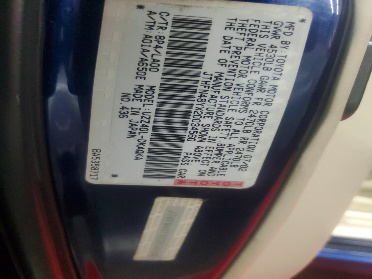 2002 LEXUS SC430