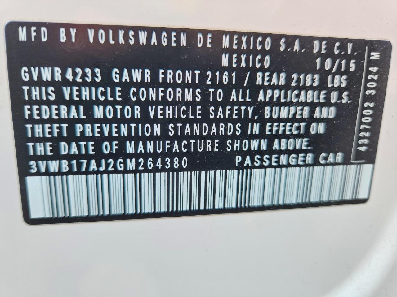 2016 VOLKSWAGEN JETTA