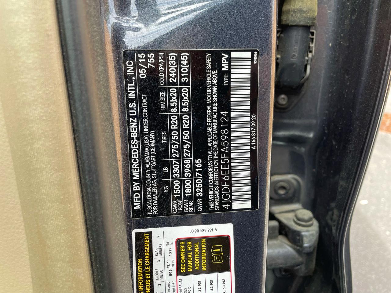 2015 MERCEDES-BENZ GL 450 4MA