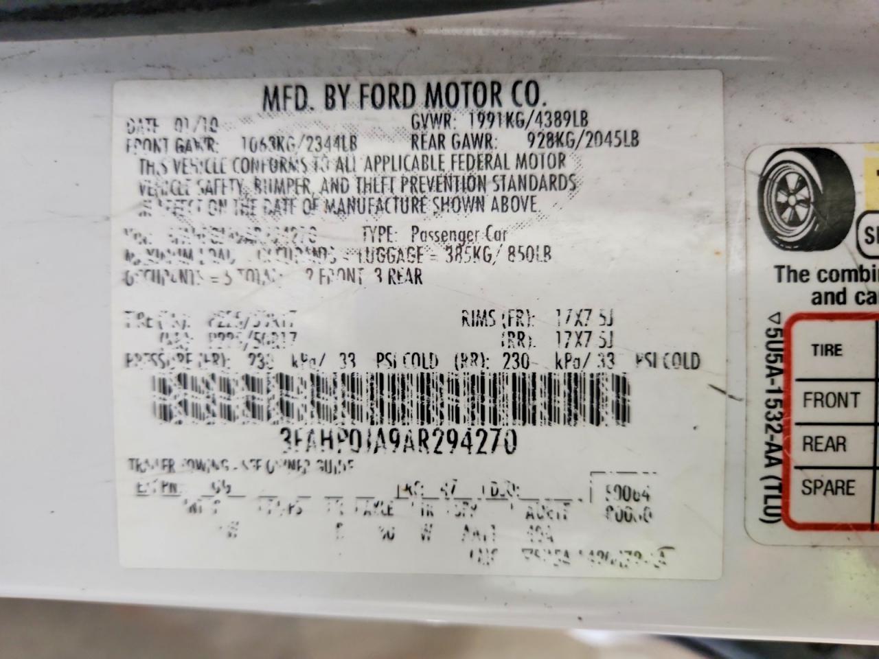 2010 FORD FUSION