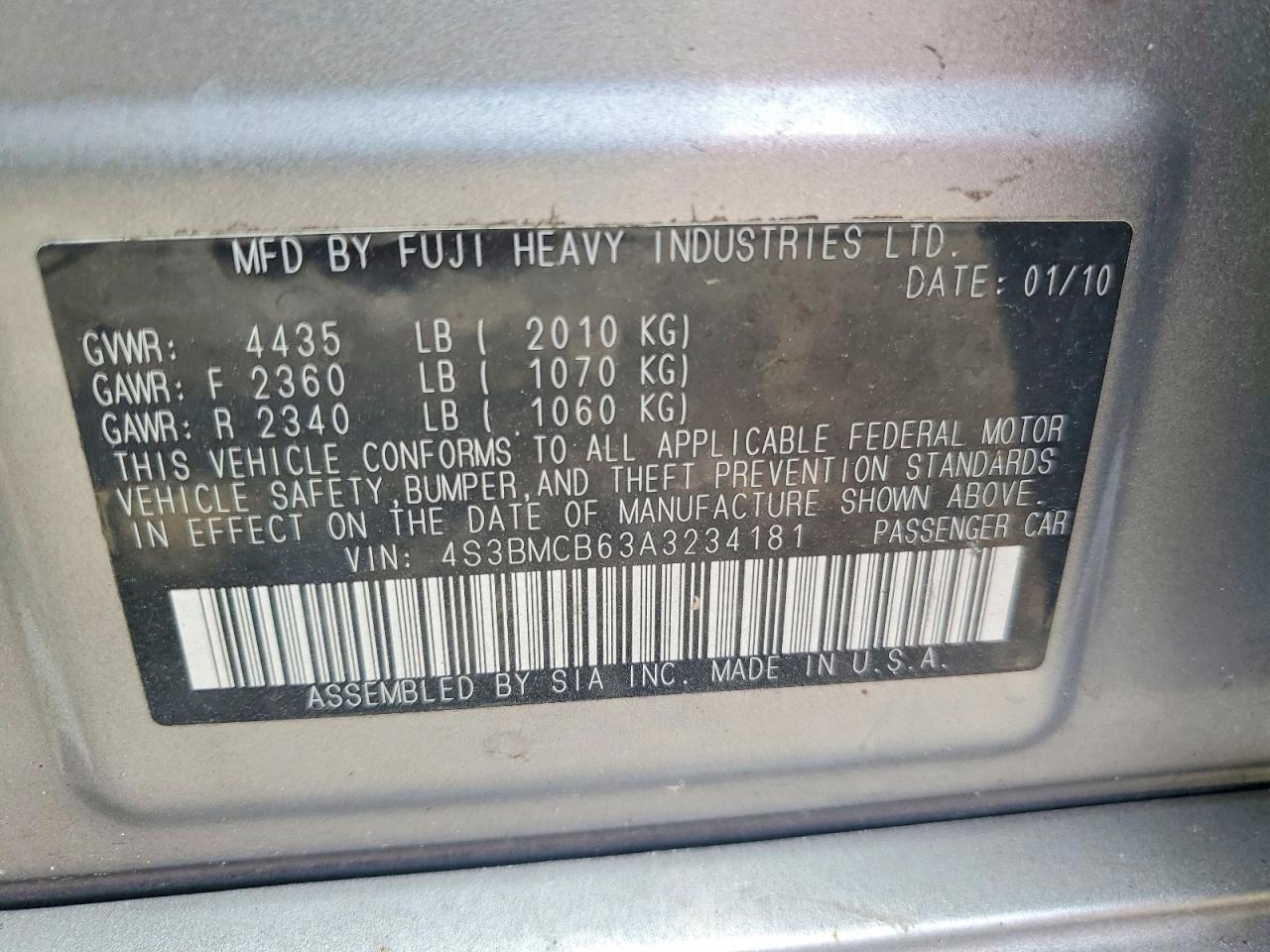 2010 SUBARU LEGACY