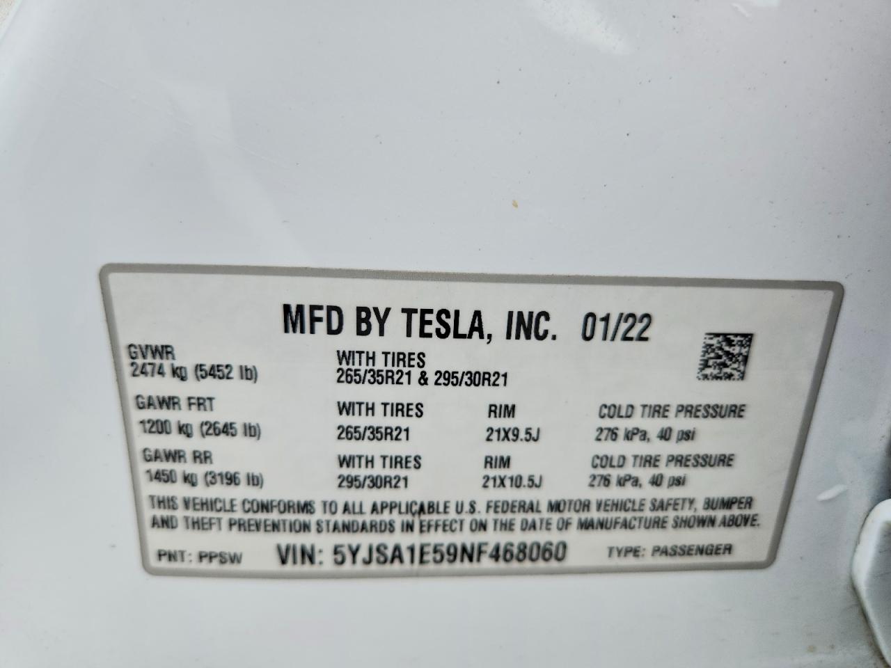 2022 TESLA MODEL S