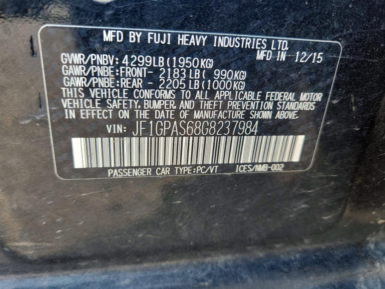 2016 SUBARU IMPREZA