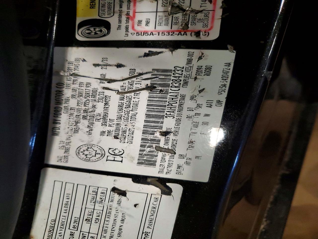 2012 FORD FUSION