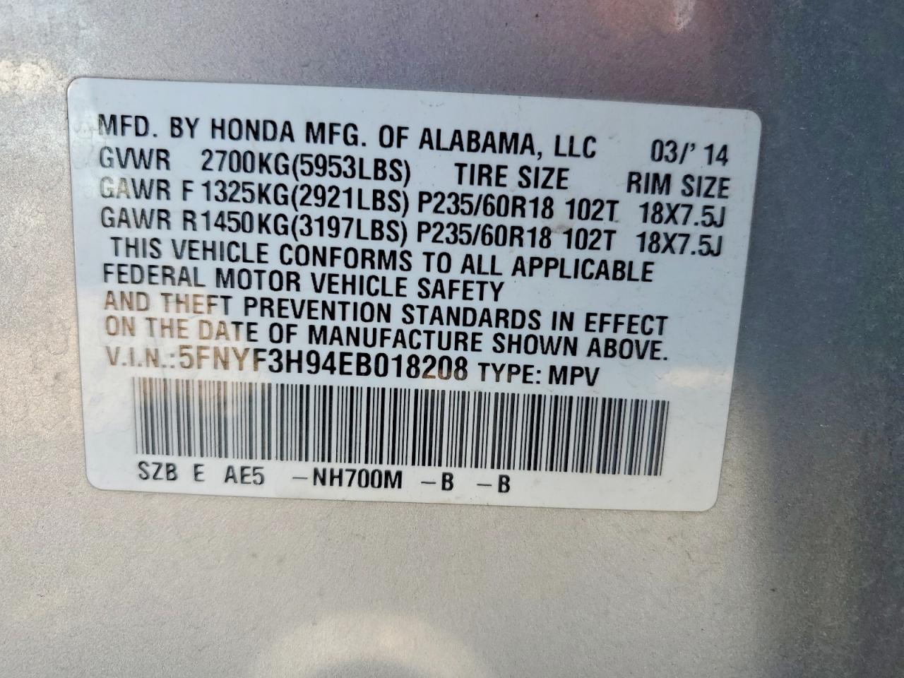 2014 HONDA PILOT