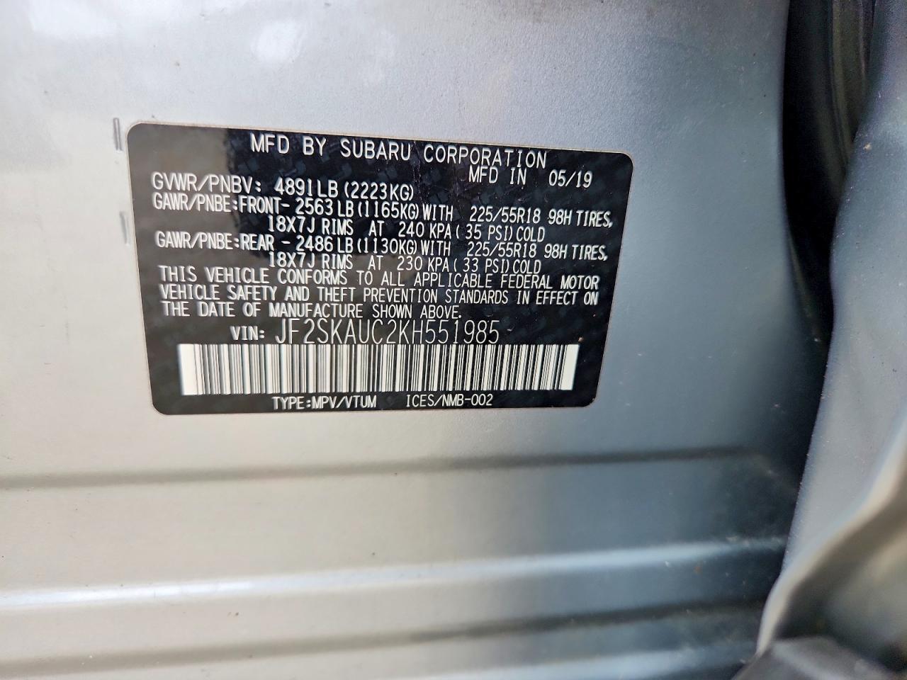 2019 SUBARU FORESTER