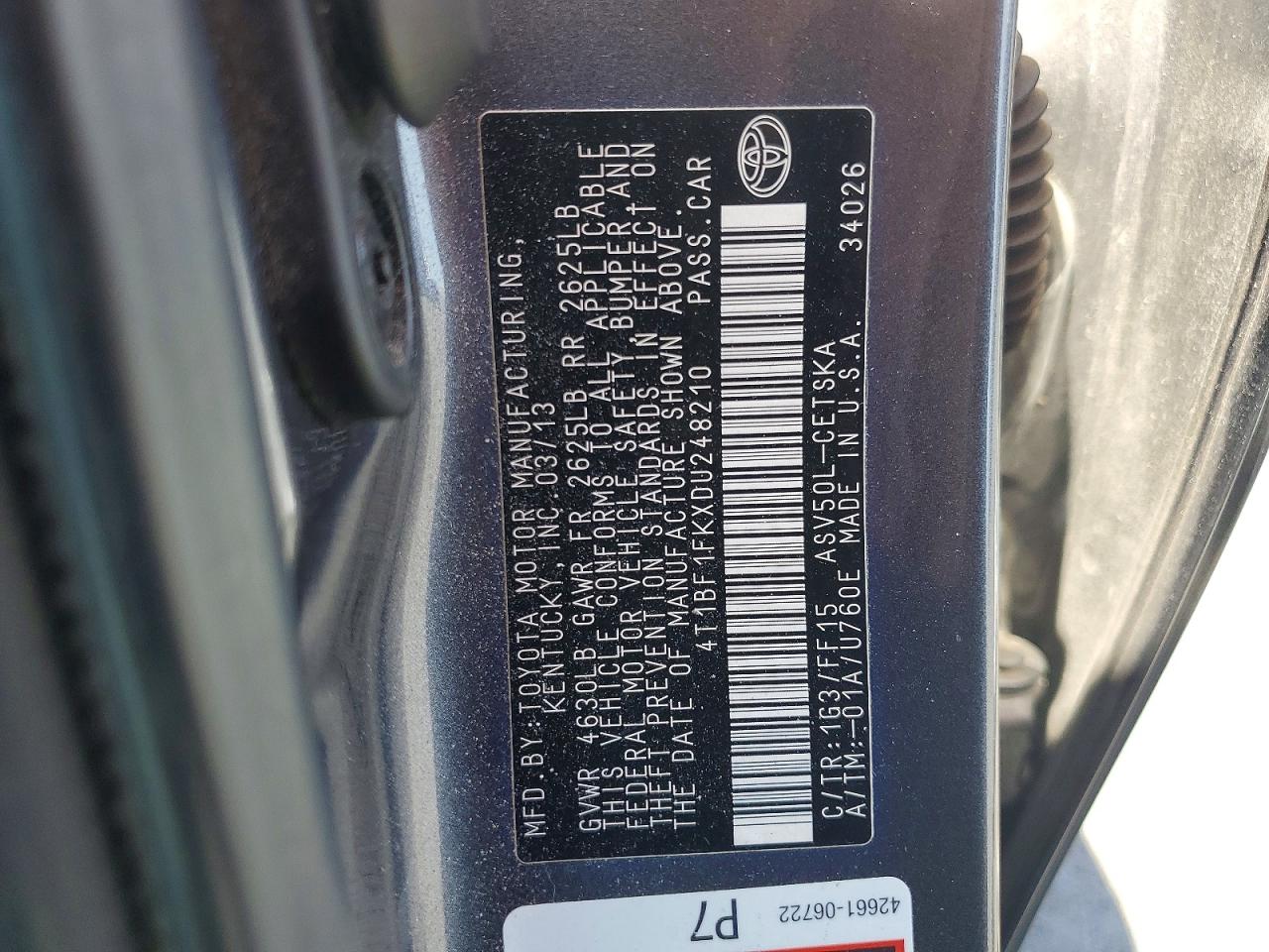 2013 TOYOTA CAMRY
