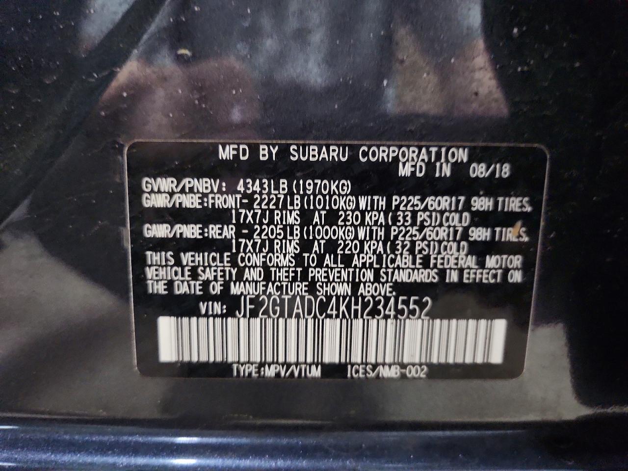 2019 SUBARU CROSSTREK