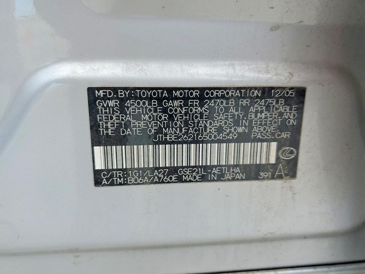 2006 LEXUS IS