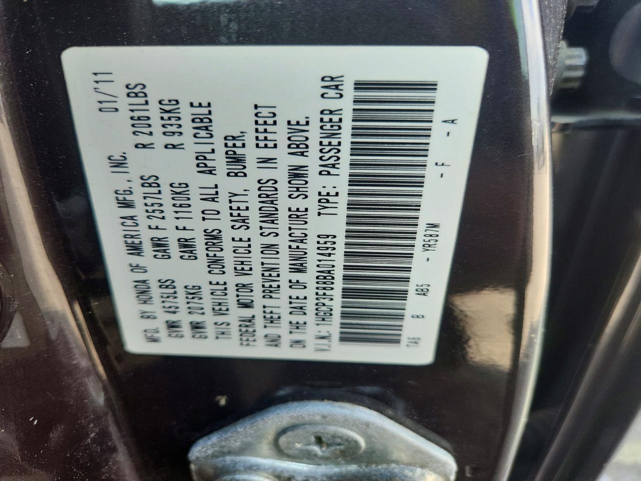 2011 HONDA ACCORD