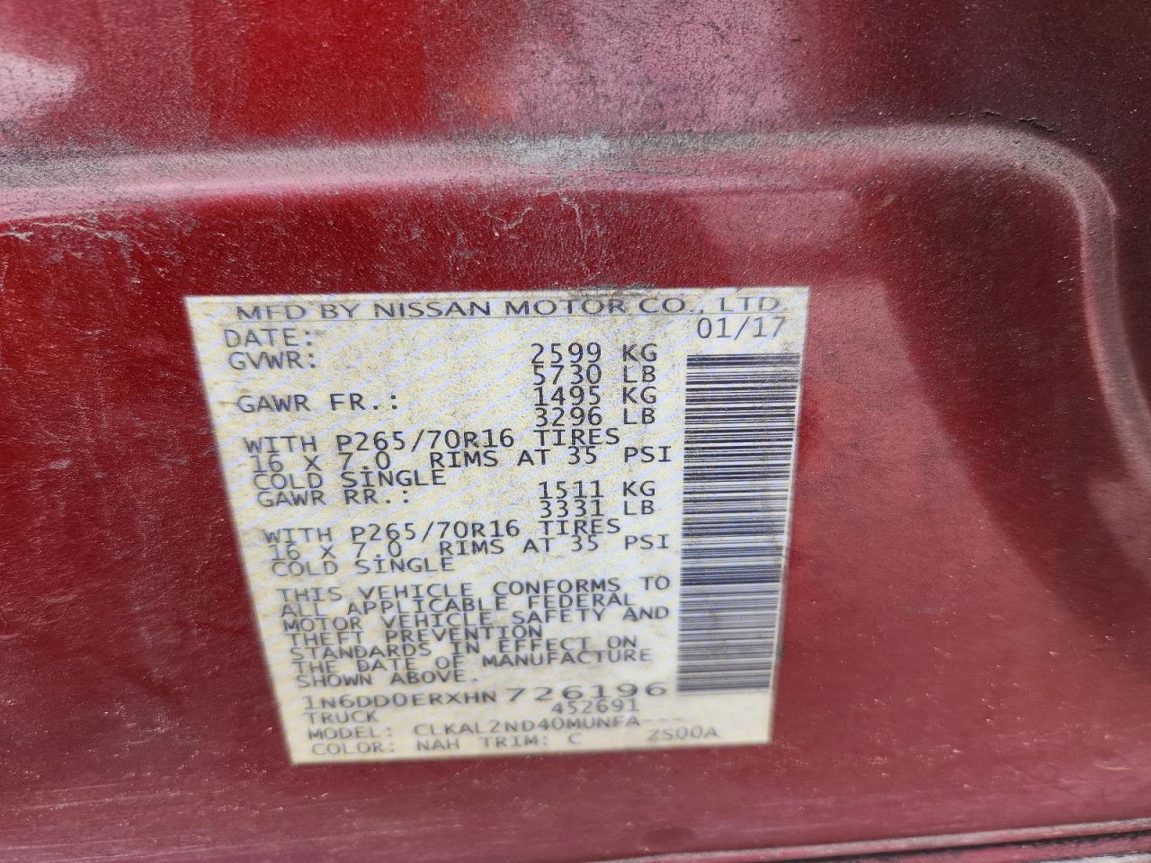 2017 NISSAN FRONTIER