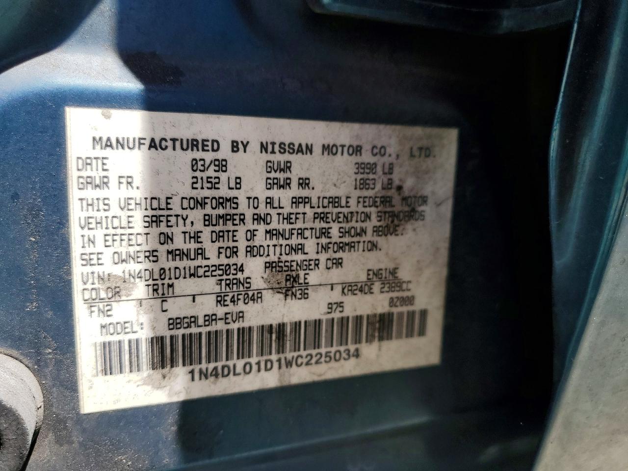 1998 NISSAN ALTIMA