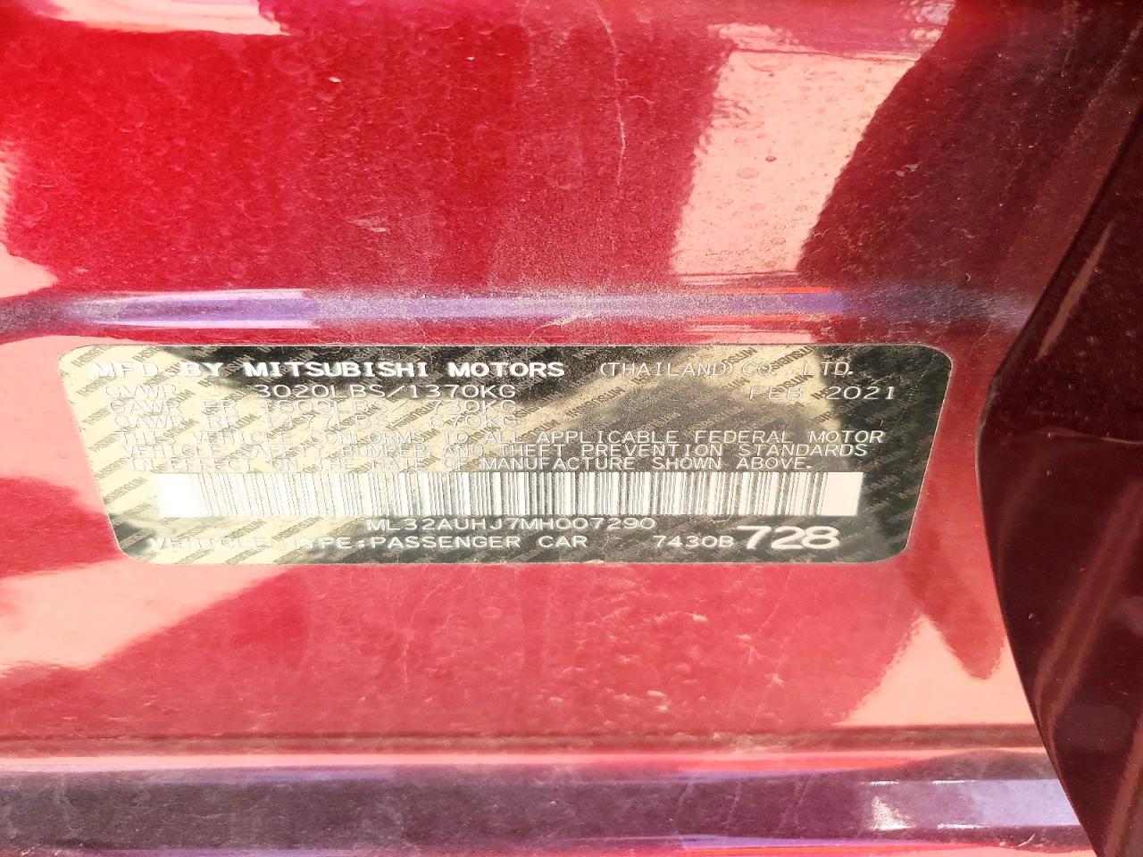 2021 MITSUBISHI MIRAGE