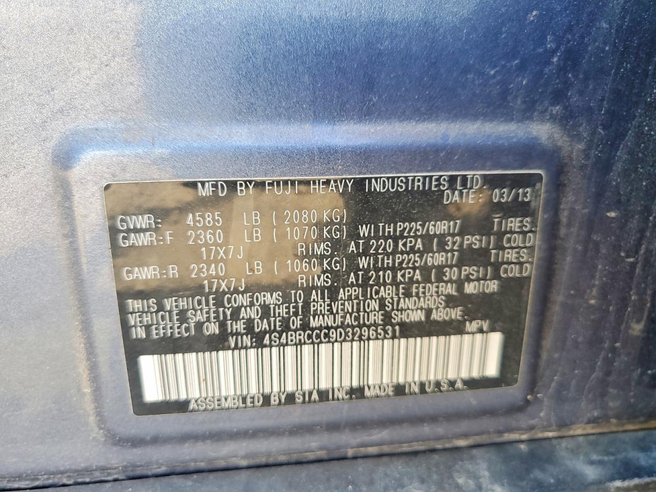 2013 SUBARU OUTBACK