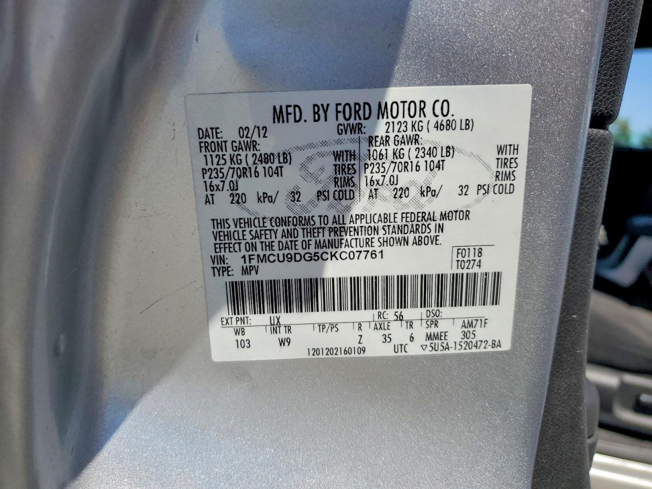 2012 FORD ESCAPE