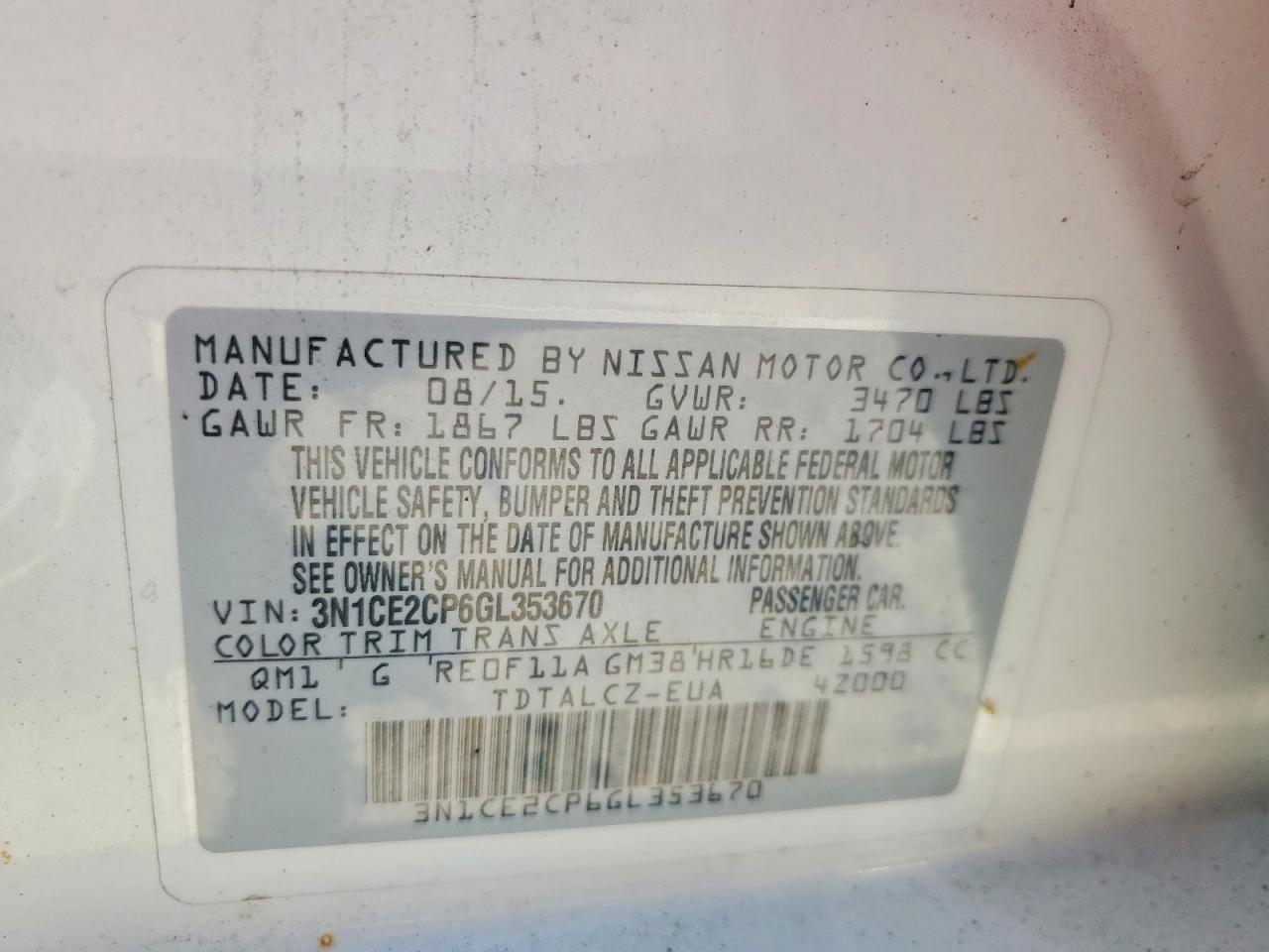 2016 NISSAN VERSA