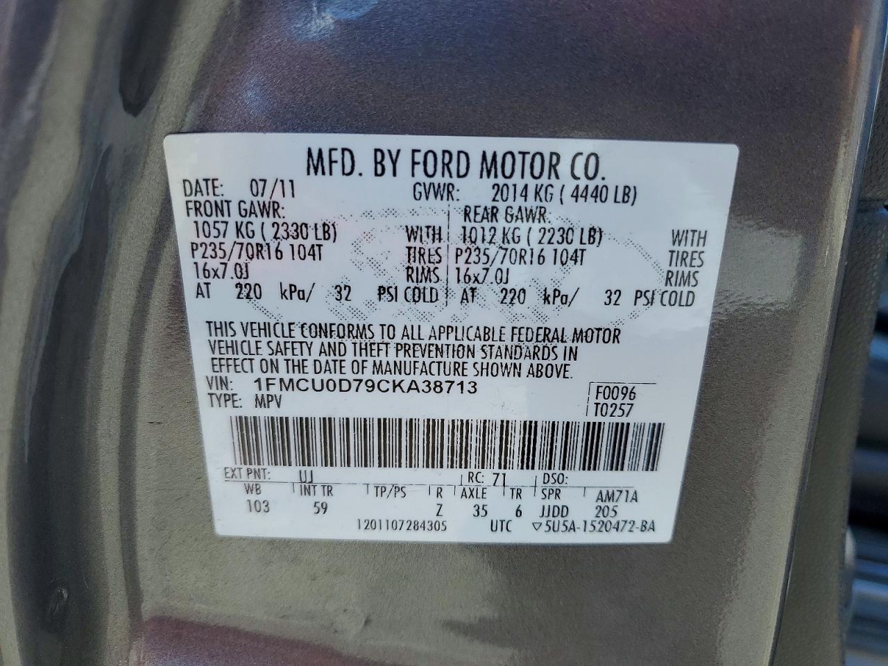 2012 FORD ESCAPE