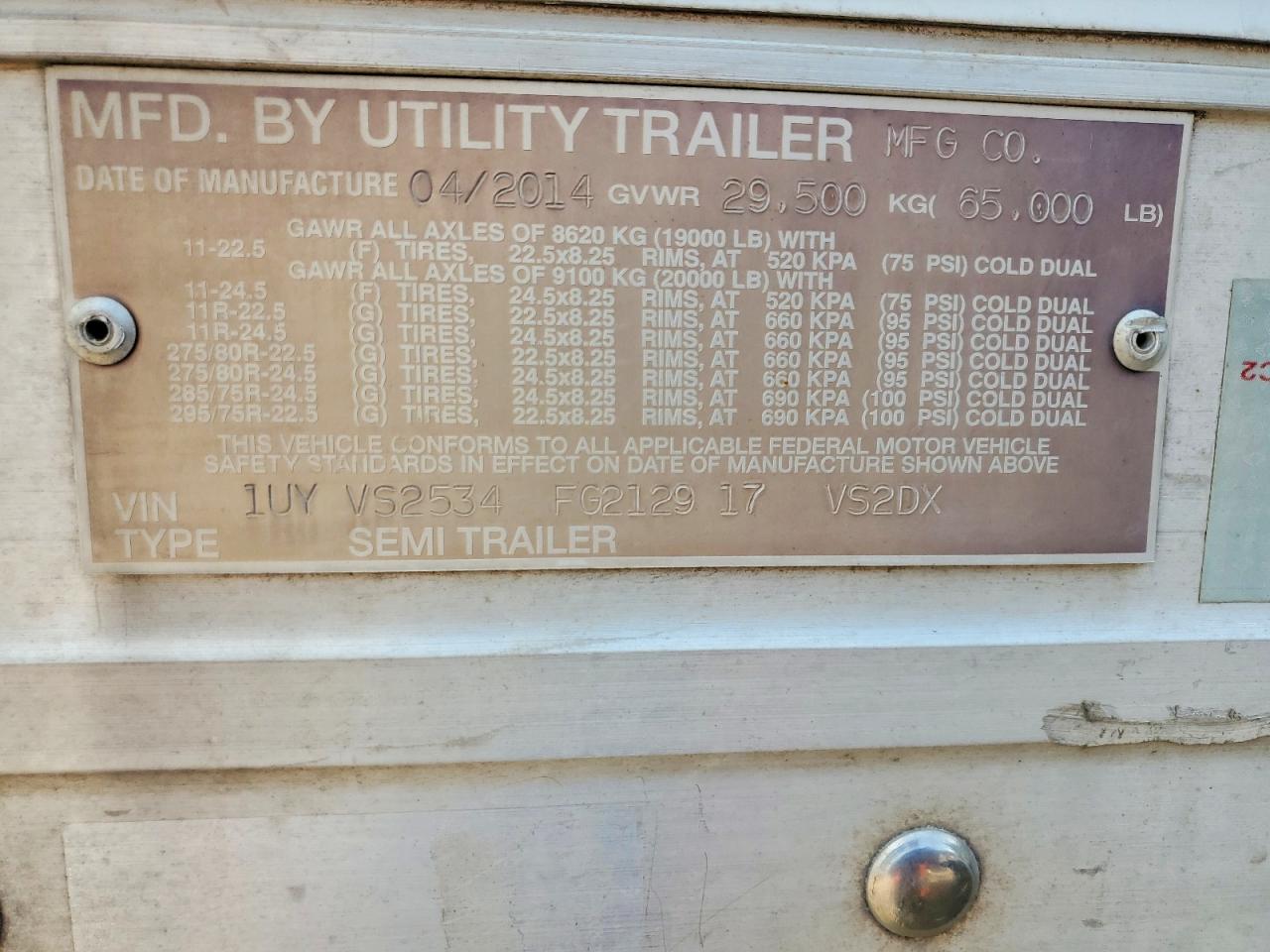 2015 UTILITY TRAILER TRAILER